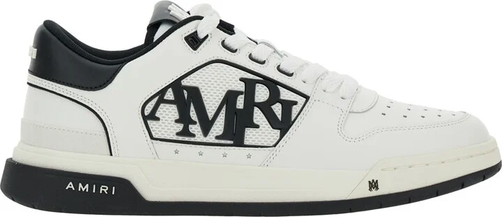 White Low Top Sneakers With Logo Patch On The Side And Contrasting Heel With Logo Lettering In Leather Man