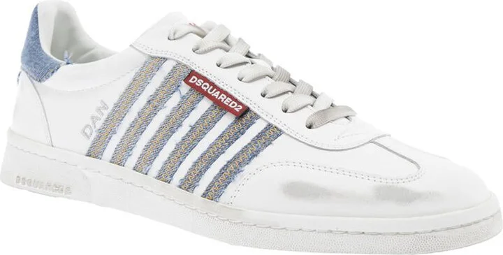 White Low Top Sneakers With Logo Patch On Tongue And Side And Contrasting Heel With Logo In Leather And Cotton Man - Image 2
