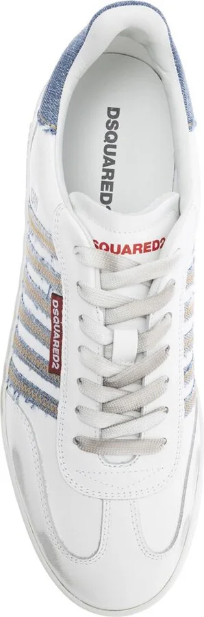 White Low Top Sneakers With Logo Patch On Tongue And Side And Contrasting Heel With Logo In Leather And Cotton Man - Image 4