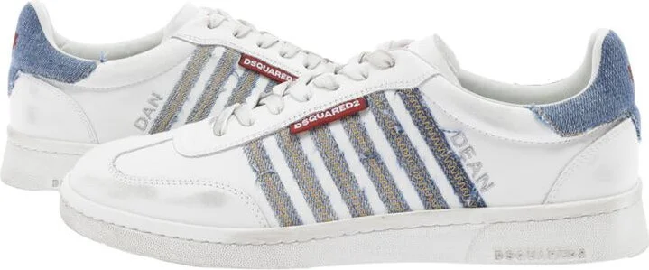 White Low Top Sneakers With Logo Patch On Tongue And Side And Contrasting Heel With Logo In Leather And Cotton Man - Image 5