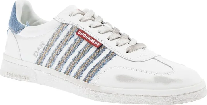 White Low Top Sneakers With Logo Patch On Tongue And Side And Contrasting Heel With Logo In Leather And Cotton Man - Image 2