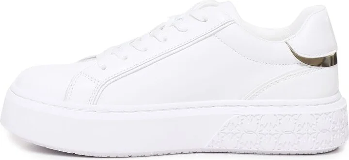 White Low Top Sneakers With Love Birds Diamond Cut In Leather Woman - Image 3