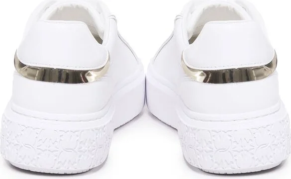 White Low Top Sneakers With Love Birds Diamond Cut In Leather Woman - Image 4