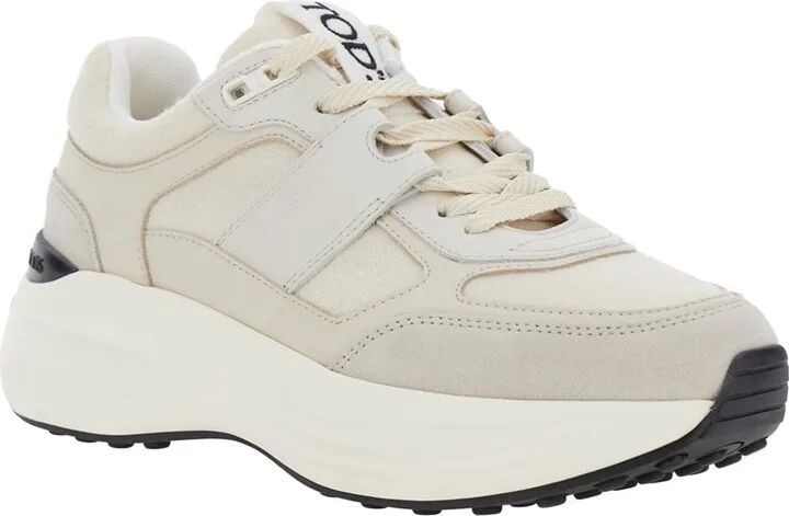 White Low Top Sneakers With Maix Logo Lettering On The Tongue In Leather And Fabric Woman - Image 2