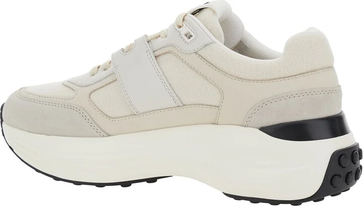 White Low Top Sneakers With Maix Logo Lettering On The Tongue In Leather And Fabric Woman - Image 3