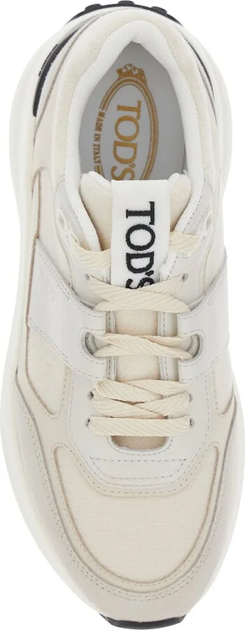 White Low Top Sneakers With Maix Logo Lettering On The Tongue In Leather And Fabric Woman - Image 4