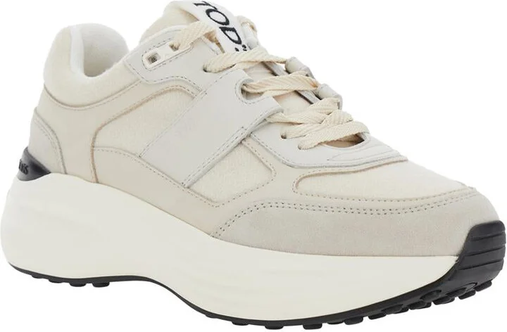 White Low Top Sneakers With Maix Logo Lettering On The Tongue In Leather And Fabric Woman - Image 2