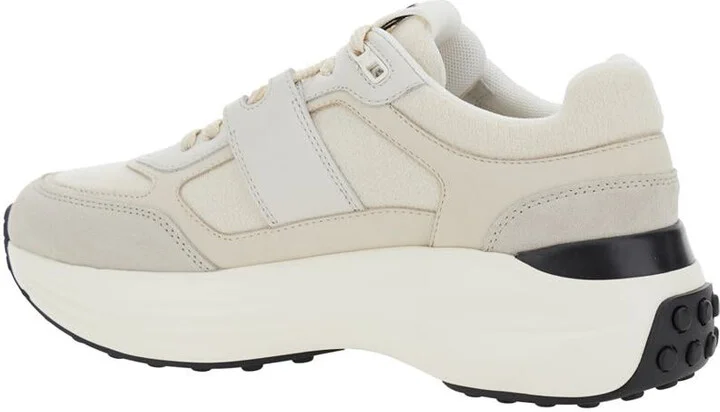 White Low Top Sneakers With Maix Logo Lettering On The Tongue In Leather And Fabric Woman - Image 3