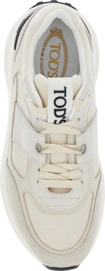 White Low Top Sneakers With Maix Logo Lettering On The Tongue In Leather And Fabric Woman - Image 4