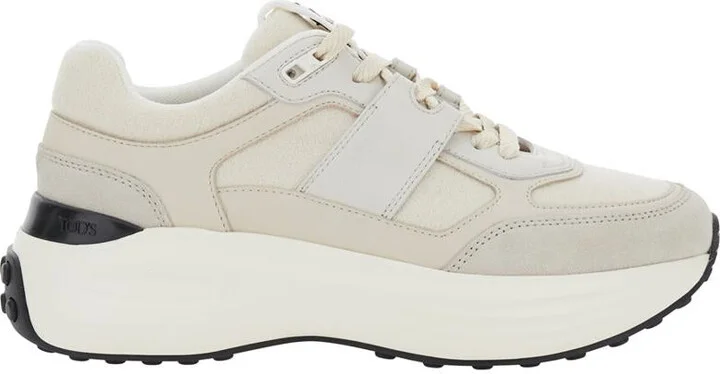 White Low Top Sneakers With Maix Logo Lettering On The Tongue In Leather And Fabric Woman