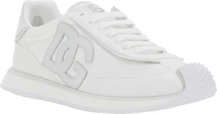White Low Top Sneakers With Maxi Logo On The Side And Logo Patch On The Tongue In Tech Fabric Man - Image 2