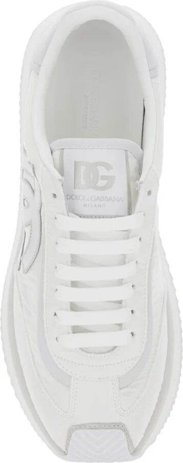 White Low Top Sneakers With Maxi Logo On The Side And Logo Patch On The Tongue In Tech Fabric Man - Image 4