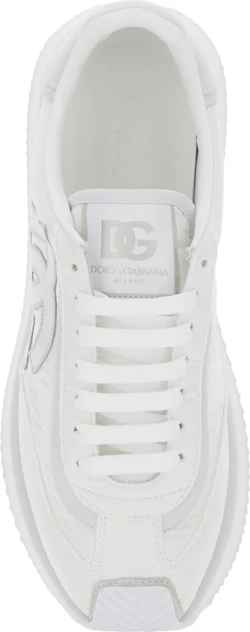 White Low Top Sneakers With Maxi Logo On The Side And Logo Patch On The Tongue In Tech Fabric Man - Image 4