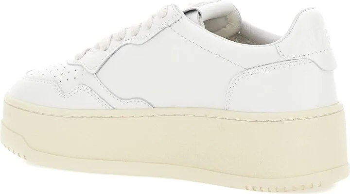 White Low Top Sneakers With Oversized Platform In Leather Woman - Image 3