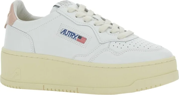 White Low Top Sneakers With Oversized Platform In Leather Woman - Image 2