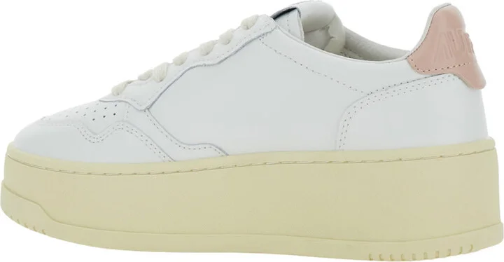 White Low Top Sneakers With Oversized Platform In Leather Woman - Image 3