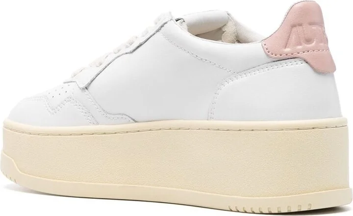 White Low Top Sneakers With Oversized Platform In Leather Woman - Image 3