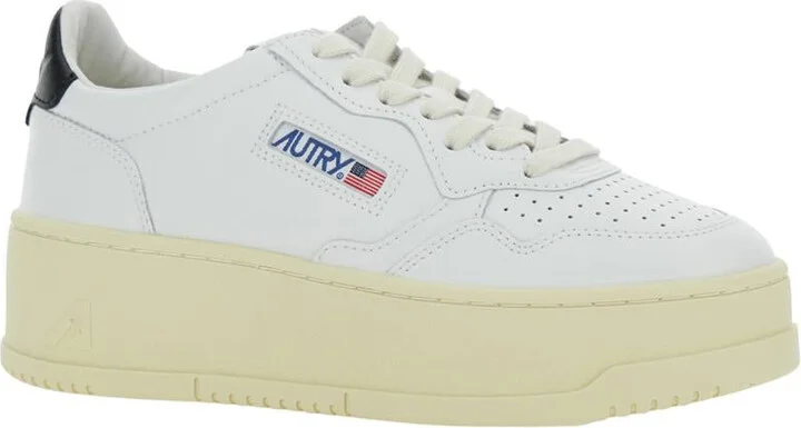 White Low Top Sneakers With Oversized Platform In Leather Woman - Image 2