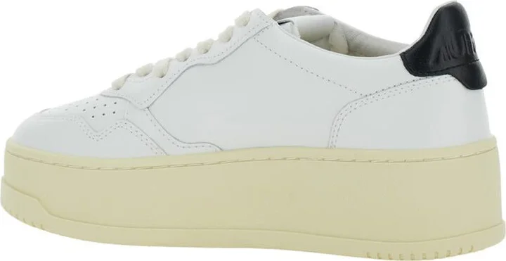 White Low Top Sneakers With Oversized Platform In Leather Woman - Image 3
