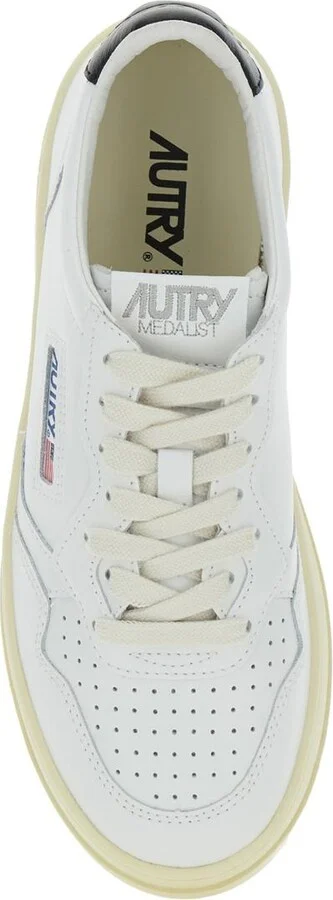 White Low Top Sneakers With Oversized Platform In Leather Woman - Image 4