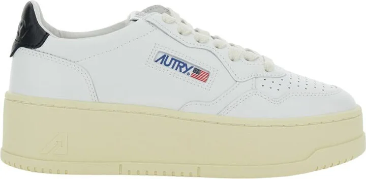 White Low Top Sneakers With Oversized Platform In Leather Woman