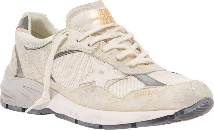 White Low-Top Sneakers With Suede Inserts And Side Star In Leather Man - Image 2