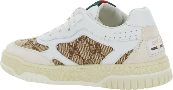 White Low Top Sneakers With Web Detail In Gg Supreme Canvas And Leather Boy - Image 3