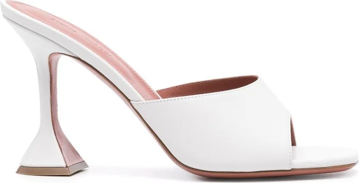White Lupita 95mm Leather Mules