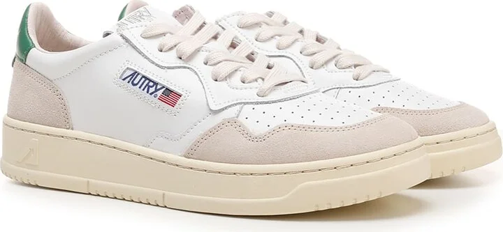 White 'medalist' Sneakers With Green Heel Tab - Image 2