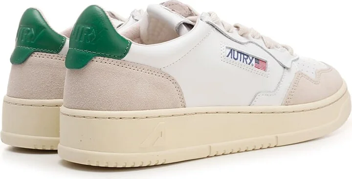 White 'medalist' Sneakers With Green Heel Tab - Image 3