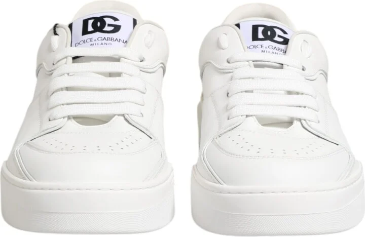White Miami Leather Low Top Sneakers Men's Shoes - Image 2