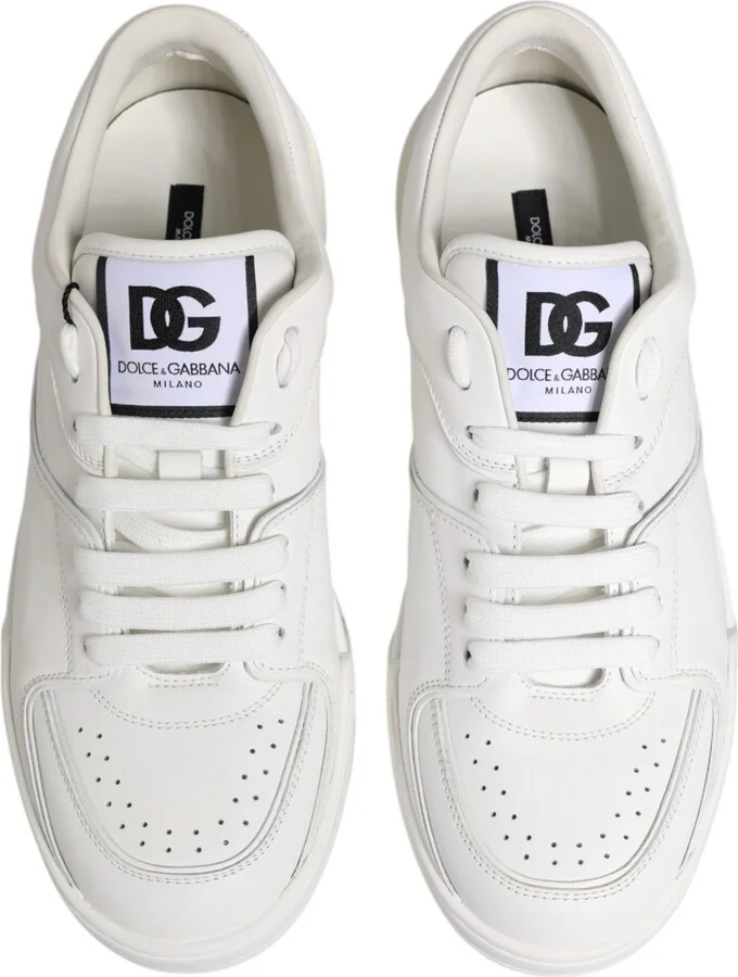 White Miami Leather Low Top Sneakers Men's Shoes - Image 3