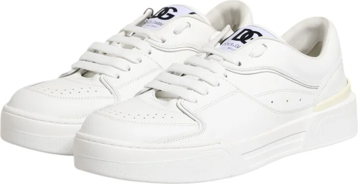 White Miami Leather Low Top Sneakers Men's Shoes - Image 4