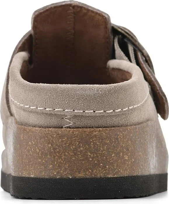 White Mountain Bueno Women's Clog Shoes Taupe/Suede : 6 M - Image 4