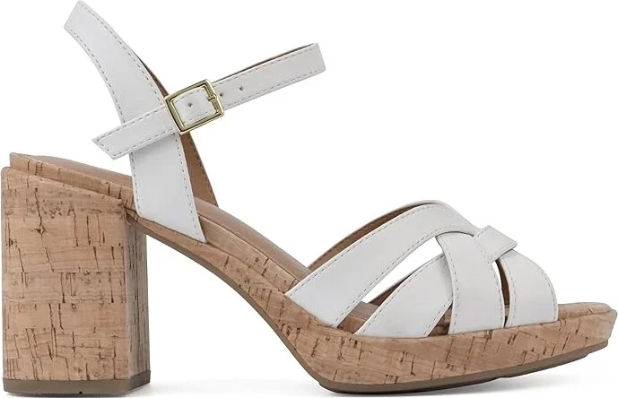 White Mountain Dubonnet Women's Sandals White/Burn/Smooth : 9 B - Medium, Leather - Image 6