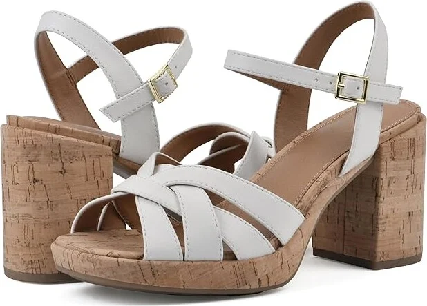 White Mountain Dubonnet Women's Sandals White/Burn/Smooth : 9 B - Medium, Leather