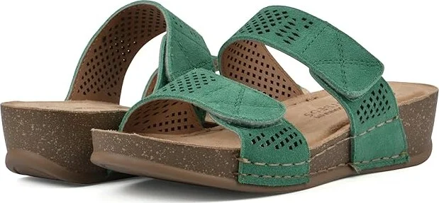 White Mountain Ferula Women's Sandals Classic Green/Suede : 6 M, Leather