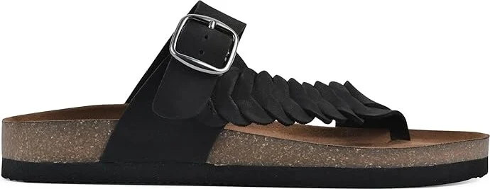 White Mountain Happier Women's Sandals Black/Nubuck : 7 M, Leather/Suede - Image 4