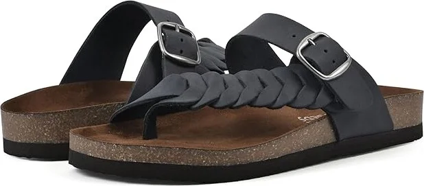 White Mountain Happier Women's Sandals Navy/Leather : 6.5 M, Leather/Suede