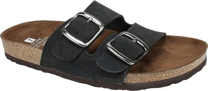 White Mountain Helga Women's Slide Shoes Black/Nubuck : 6 B - Medium, Leather/Suede