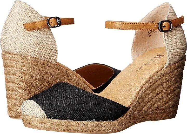 White Mountain Mamba Women's Wedge Shoes Black : 7.5 B - Medium, Textile
