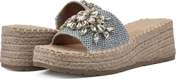 White Mountain Stitch Women's Sandals Lt Blue : 9.5 B - Medium, Rubber/Suede