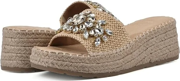 White Mountain Stitch Women's Sandals Natural : 7.5 B - Medium, Rubber/Suede