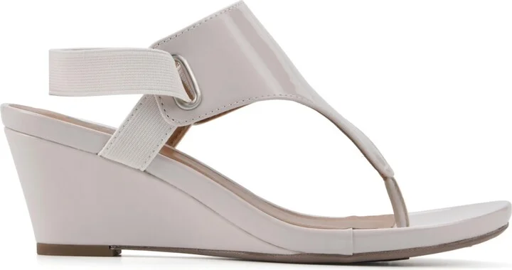 White Mountain Women's All Dres Wedge Sandals - Eggshell, Patent, Smooth - Image 2