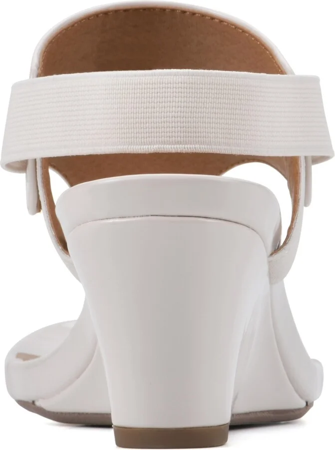 White Mountain Women's All Dres Wedge Sandals - Eggshell, Patent, Smooth - Image 3