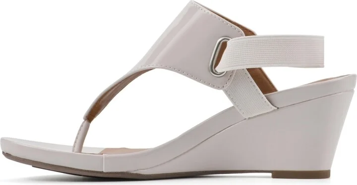 White Mountain Women's All Dres Wedge Sandals - Eggshell, Patent, Smooth - Image 6