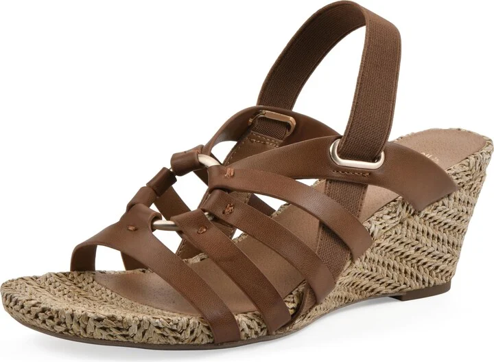 WHITE MOUNTAIN Women's Ataps Strappy Sling-Back Wedge Sandal