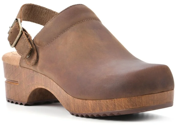 White Mountain Women's Being Slingback Platform Clogs - Brown, Leather
