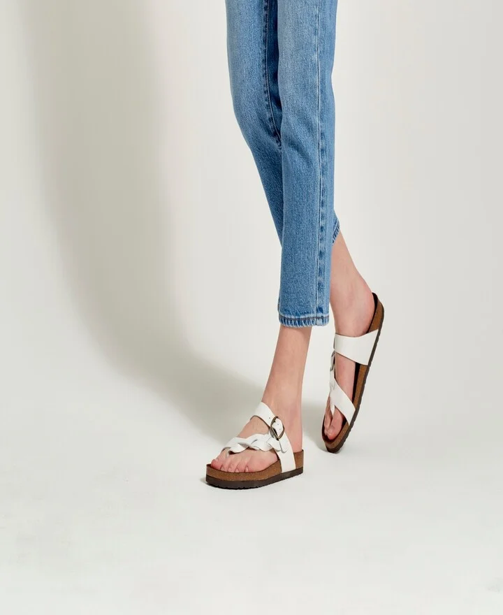 White Mountain Women's Crawford Footbed Sandals - White, Leather - Image 3