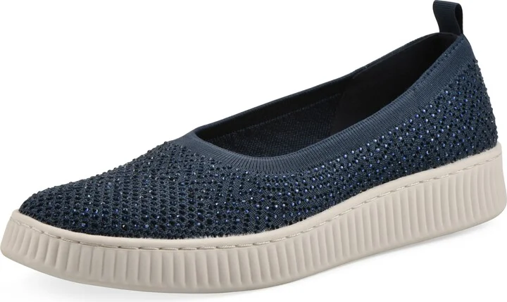 WHITE MOUNTAIN Women's Digs Sparkling Woven Knit Slip-On Flat